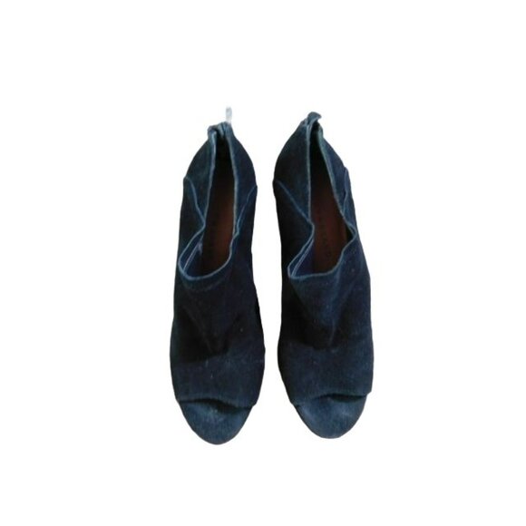 Lucky Brand Size 8M Black Suede Peep Toe Bootie Style Heels NEW - Picture 2 of 4